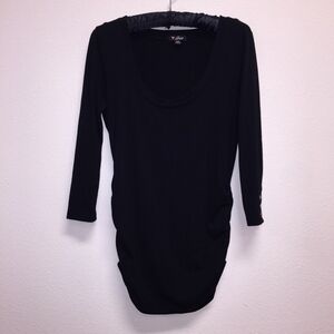 🔻Guess 3/4 Ruched Scoopneck Black Top
